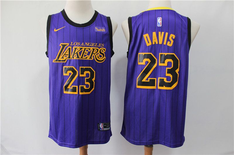 Men Los Angeles Lakers #23 Davis Purple stripe Game Nike NBA Jerseys->brooklyn nets->NBA Jersey